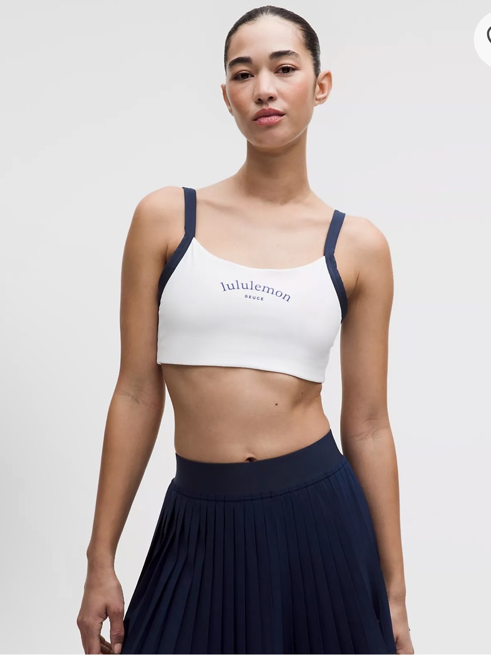 NWT lululemon athletica Deuce Women's White and Navy Sports Bra Top